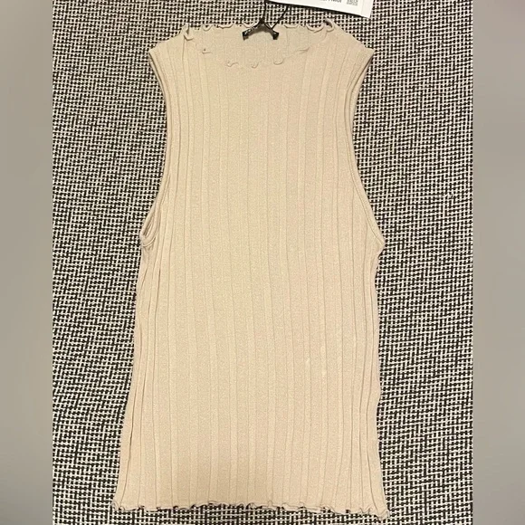 Zara Beige Ribbed Tank Top - Picture 2 of 4